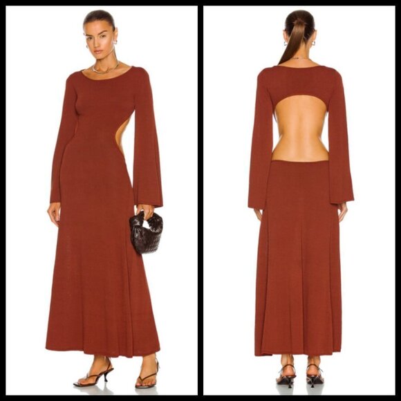 💕CULT GAIA💕 Carla Knit Dress ~ Full Length Gown Cut-Outs Ember Small NWT - Picture 7 of 16